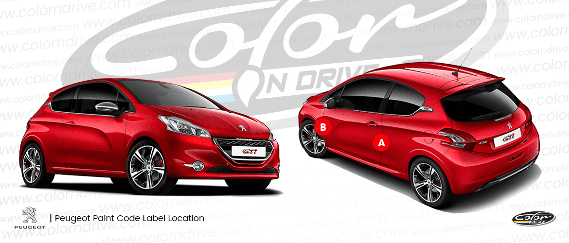 PEUGEOT paint code label location diagram